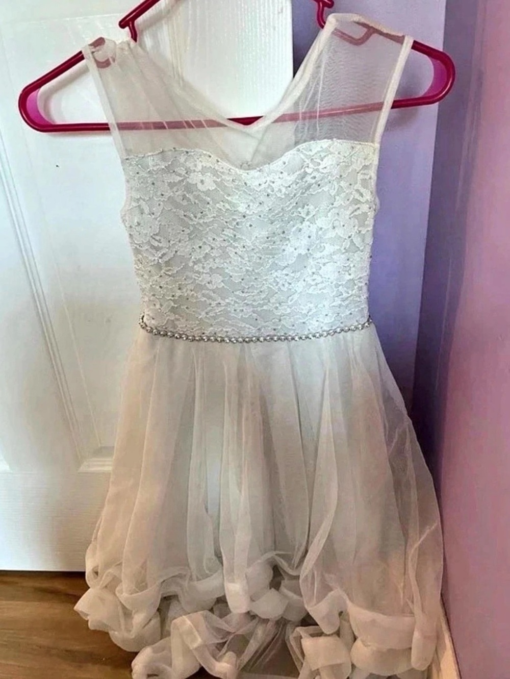 Floral Lace Tulle Wedding Dress White Like New